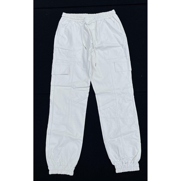 Uniplay Pants Mens 2XL White Faux Leather Cargo Joggers Made in Italy Streetwear - Picture 1 of 10